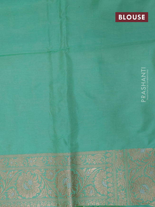 Pure banarasi uppada silk saree pastel green with allover zari woven floral weaves and zari woven border