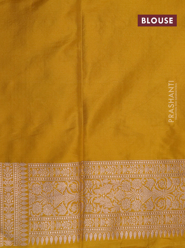 Pure banarasi uppada silk saree mustard yellow with allover zari woven brocade weaves and zari woven border
