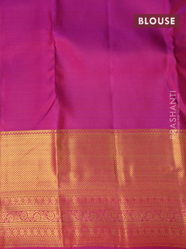 Pure kanjivaram silk saree dual shade of purple with allover zari woven brocade weaves and rich zari woven border
