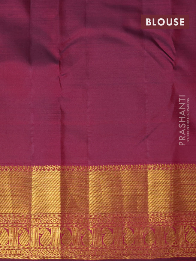 Pure kanjivaram silk saree dark magenta pink with allover zari woven brocade weaves and rich zari woven border