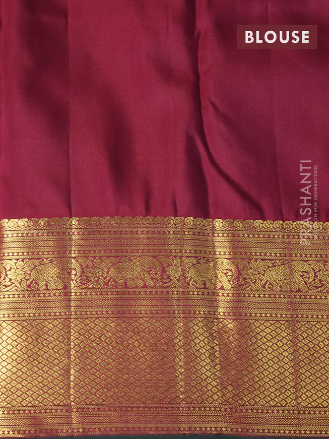 Pure kanjivaram silk saree light pink and dual shade of maroon with allover zari woven brocade weaves and elephant design zari woven border