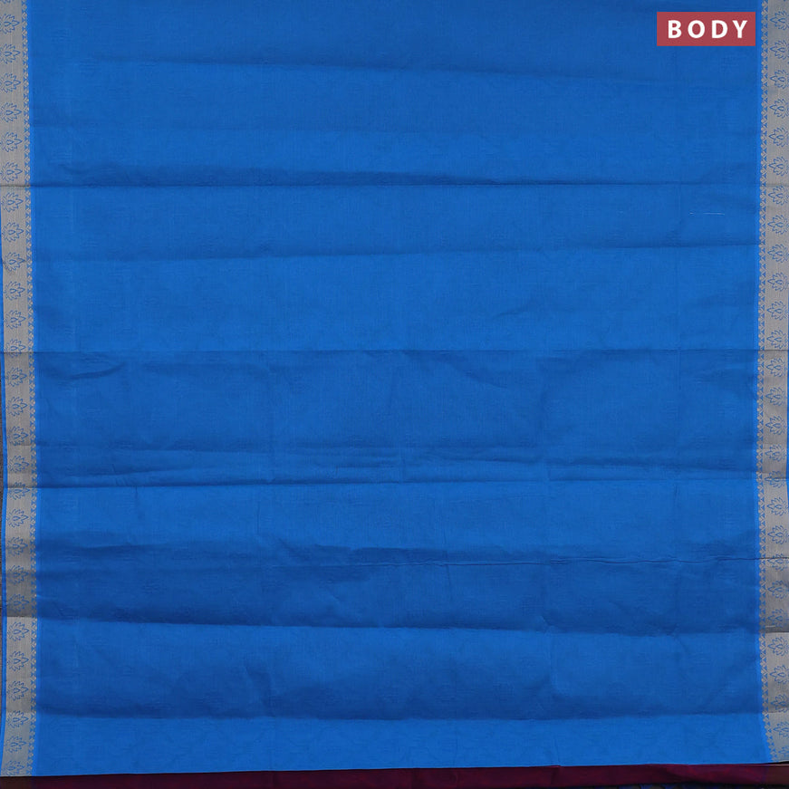 Coimbatore cotton saree cs blue and dual shade of purple with allover self emboss and thread woven border