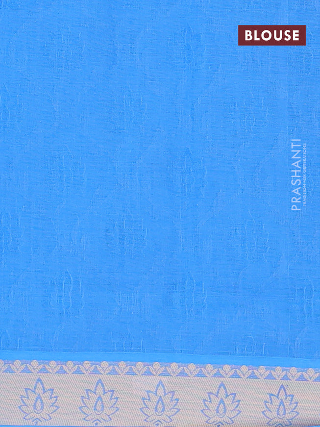 Coimbatore cotton saree blue and cs blue with allover self emboss and thread woven border