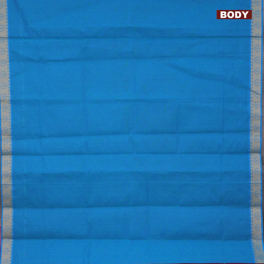 Coimbatore cotton saree dual shade of blue and dual shade of purple with allover self emboss and thread woven border