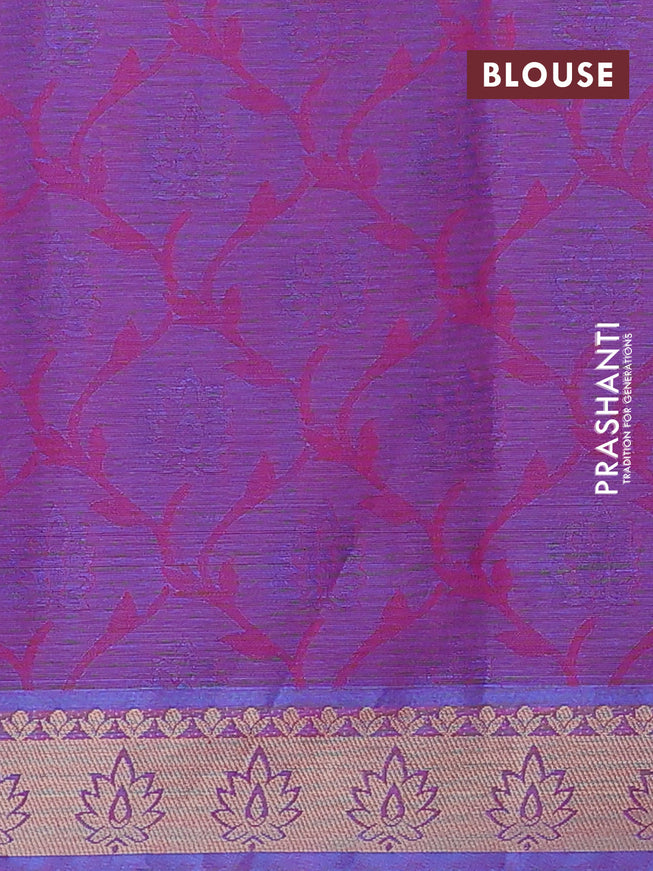 Coimbatore cotton saree blue and dual shade of purple with allover self emboss and thread woven border