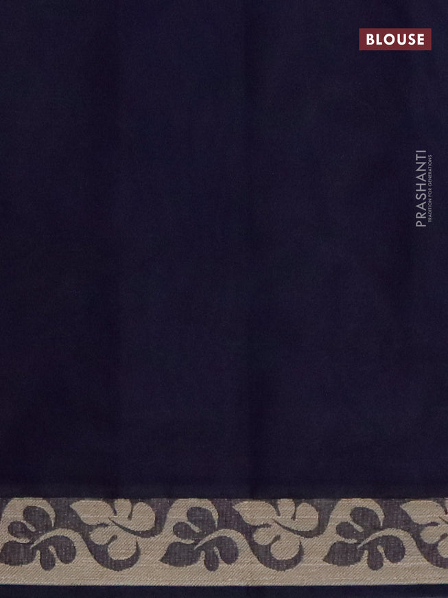 Coimbatore cotton saree grey and navy blue with allover self emboss and thread woven border