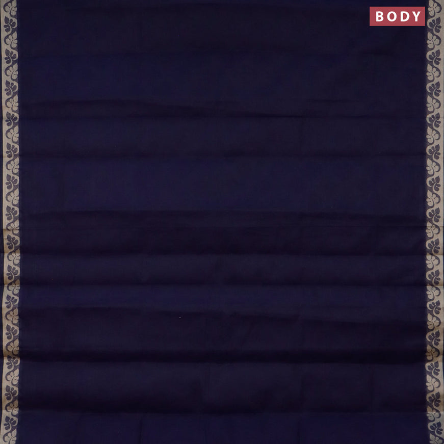 Coimbatore cotton saree navy blue and maroon with allover self emboss and thread woven border