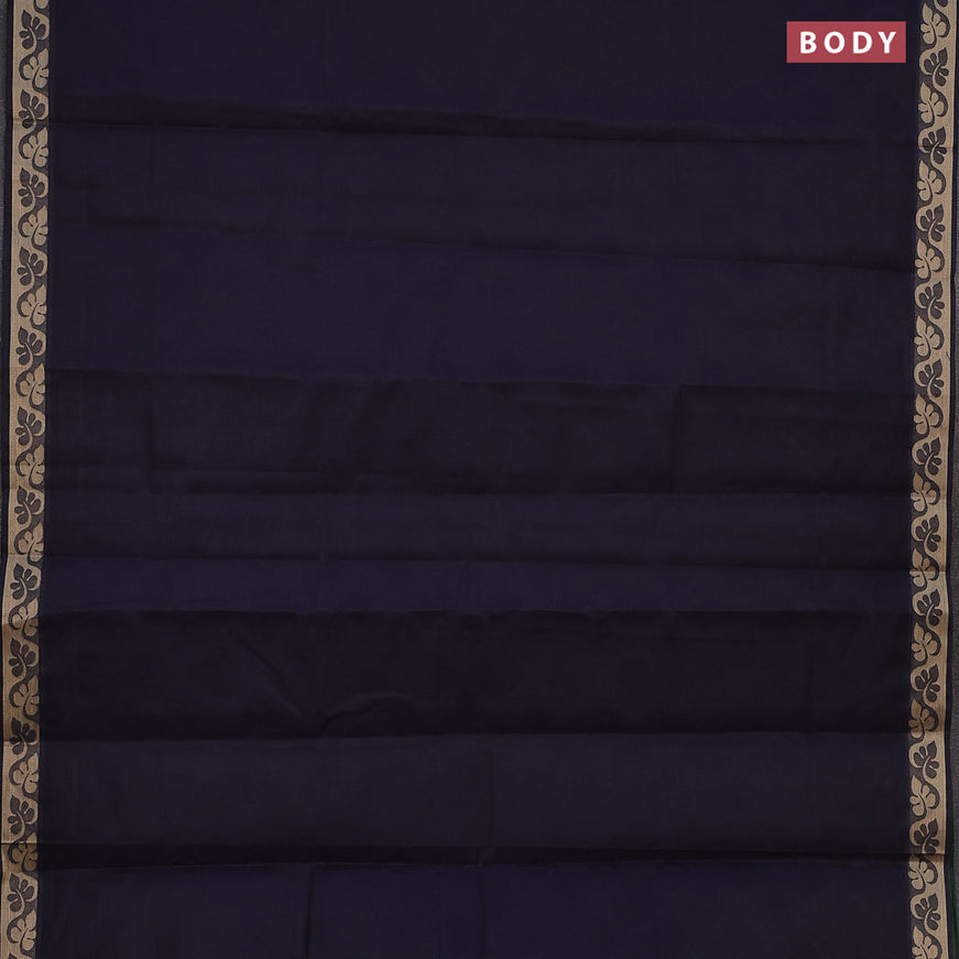 Coimbatore cotton saree navy blue and green with allover self emboss and thread woven border