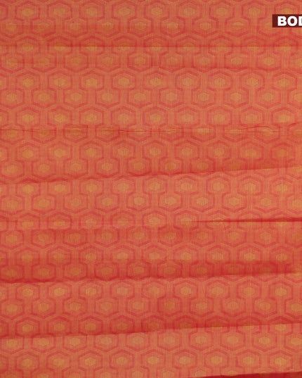 Coimbatore cotton saree dual shade of mustard yellow and pink with allover self emboss and thread woven border