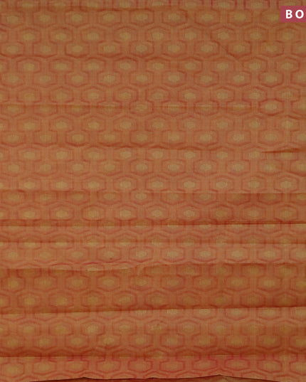 Coimbatore cotton saree dual shade of yellow and pink with allover self emboss and thread woven border