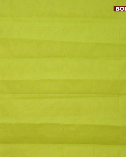 Coimbatore cotton saree fluorescent green and mustard yellow with allover self emboss and thread woven border