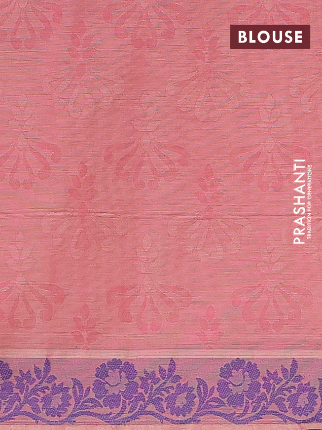 Coimbatore cotton saree elaichi green and pink with allover self emboss and thread woven border