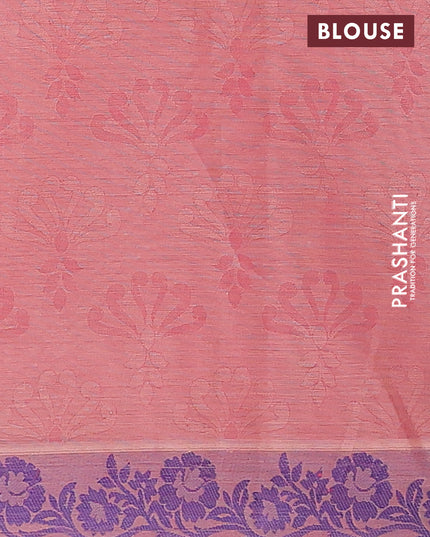 Coimbatore cotton saree sandal and pink with allover self emboss and thread woven border