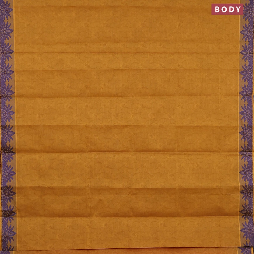 Coimbatore cotton saree dark mustard yellow and dual shade of pink with allover self emboss and thread woven border