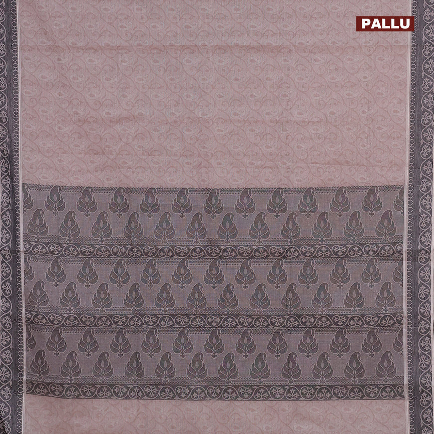 Coimbatore cotton saree brown shade and black with allover self emboss and thread woven border