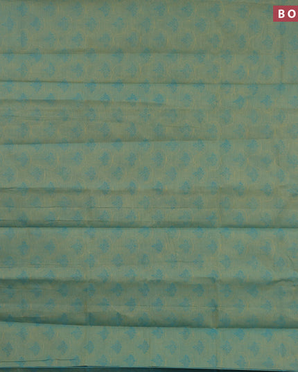 Coimbatore cotton saree dual shade of teal blue and maroon with allover self emboss and thread woven border