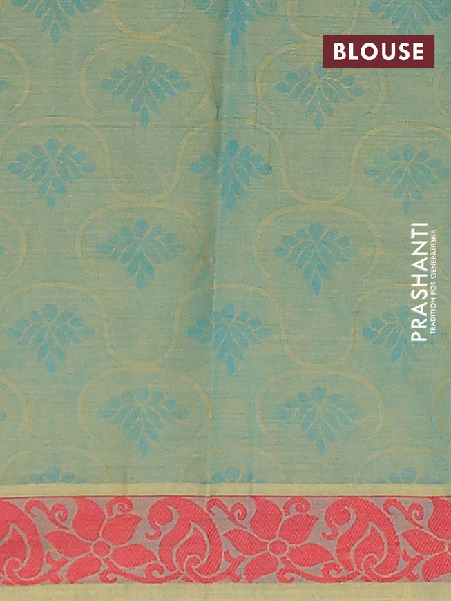 Coimbatore cotton saree dual shade of teal blue and maroon with allover self emboss and thread woven border