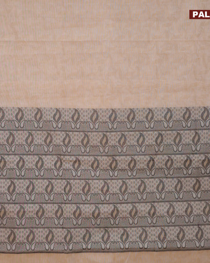 Coimbatore cotton saree beige and black with allover self emboss and thread woven border