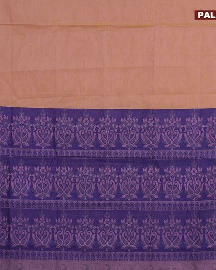 Coimbatore cotton saree dual shade of light pink and blue with allover self emboss and thread woven border