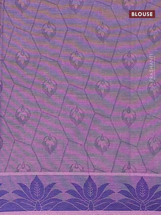Coimbatore cotton saree dual shade of light pink and blue with allover self emboss and thread woven border