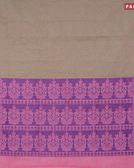 Coimbatore cotton saree dual shade of greenish pink and pink with allover self emboss and thread woven border