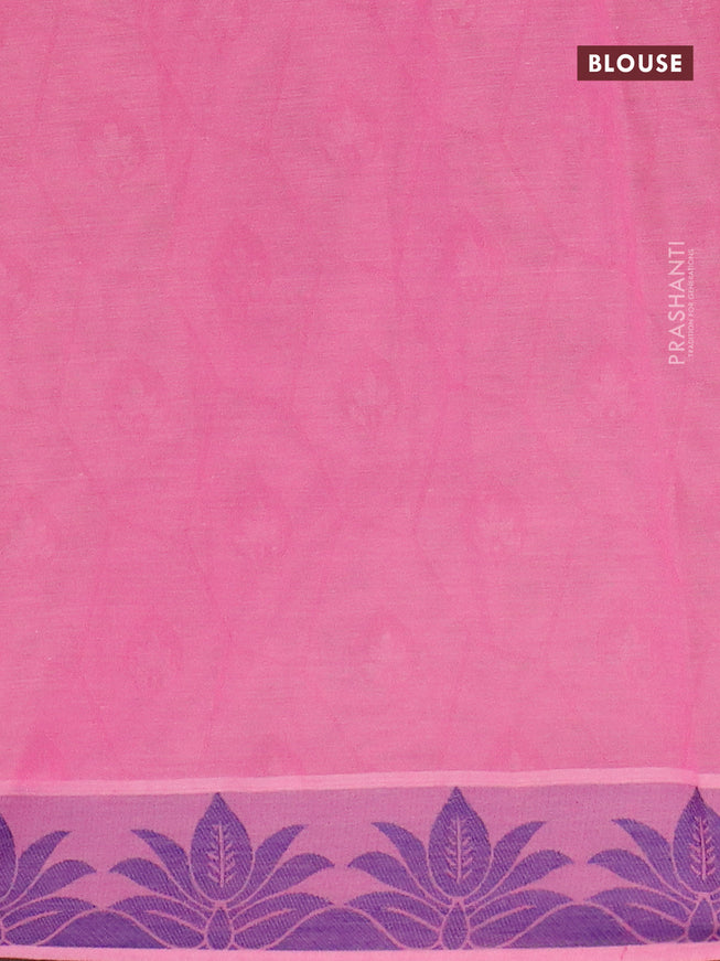 Coimbatore cotton saree dual shade of greenish pink and pink with allover self emboss and thread woven border