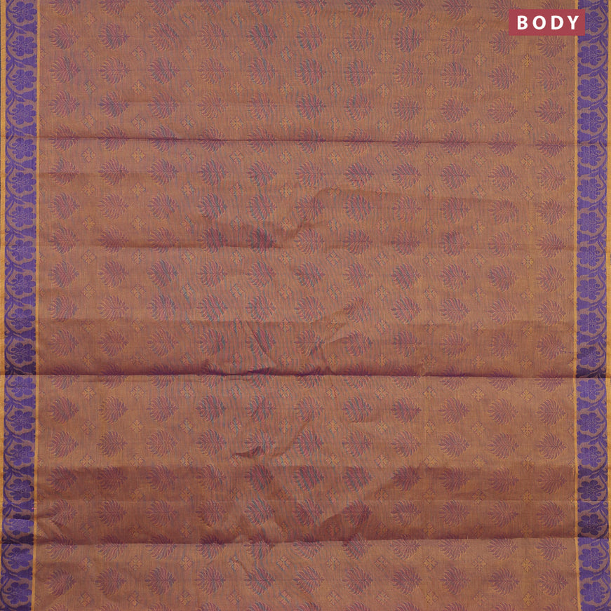 Coimbatore cotton saree dual shade of yellowish violet and dual shade of pink with allover self emboss and thread woven border