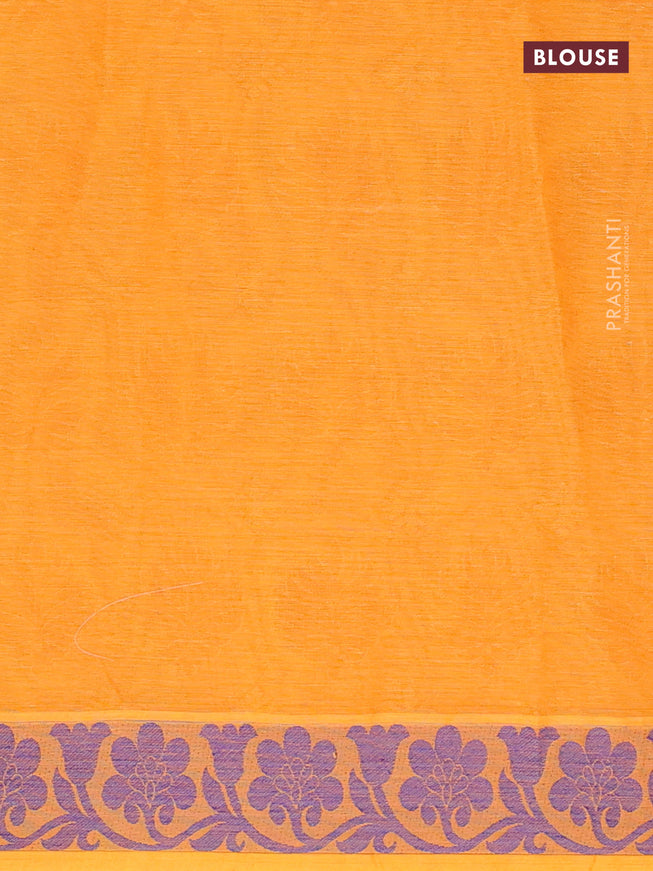 Coimbatore cotton saree dual shade of green and dual shade of orange with allover self emboss and thread woven border