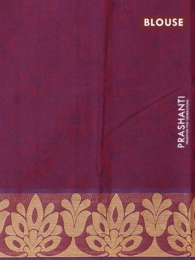 Coimbatore cotton saree dual shade of maroon and sandal with allover self emboss and thread woven border