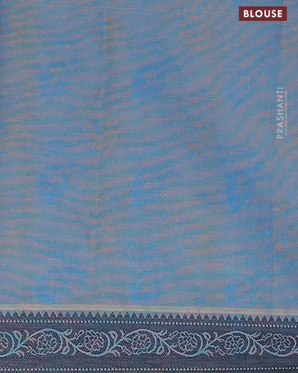 Coimbatore cotton saree grey shade and dual shade of blue with allover self emboss and thread woven border