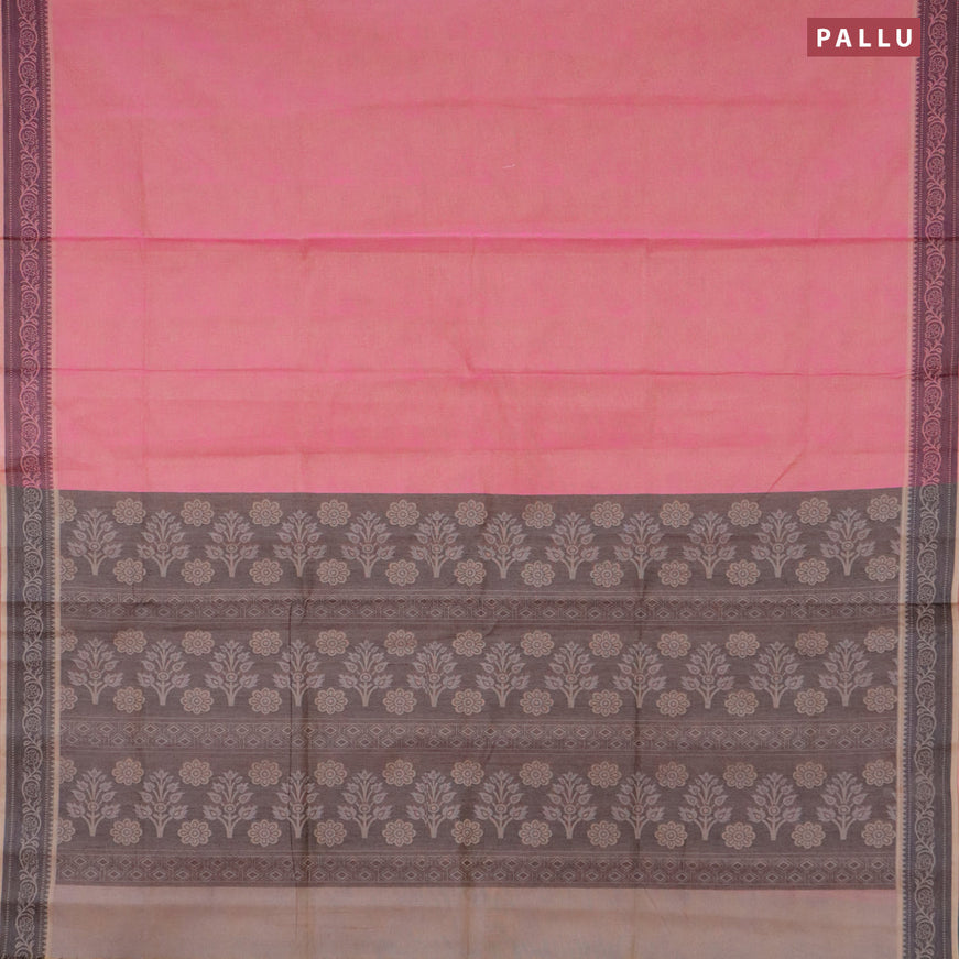 Coimbatore cotton saree dual shade of pink and black with allover self emboss and thread woven border