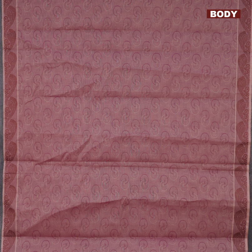 Coimbatore cotton saree purple shade and orange with allover self emboss and thread woven border