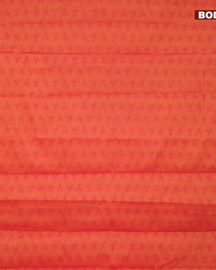 Coimbatore cotton saree dual shade of orange and purple with allover self emboss and thread woven border
