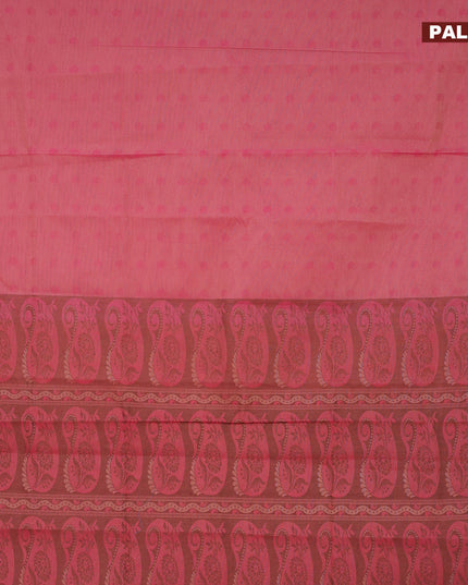 Coimbatore cotton saree dual shade of pink and brown with allover self emboss and thread woven border