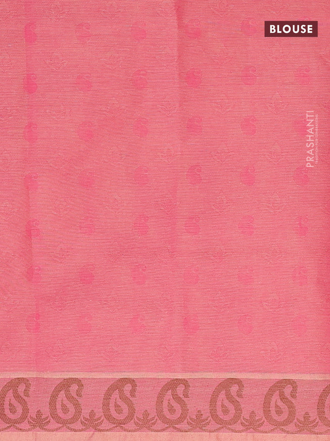 Coimbatore cotton saree dual shade of pink and brown with allover self emboss and thread woven border