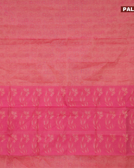 Coimbatore cotton saree pink shade and pink with allover self emboss and thread woven border