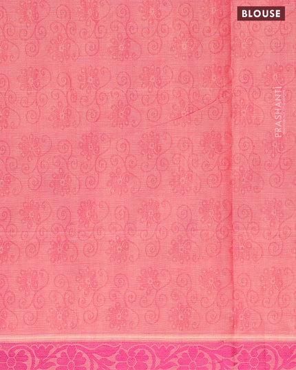 Coimbatore cotton saree pink shade and pink with allover self emboss and thread woven border