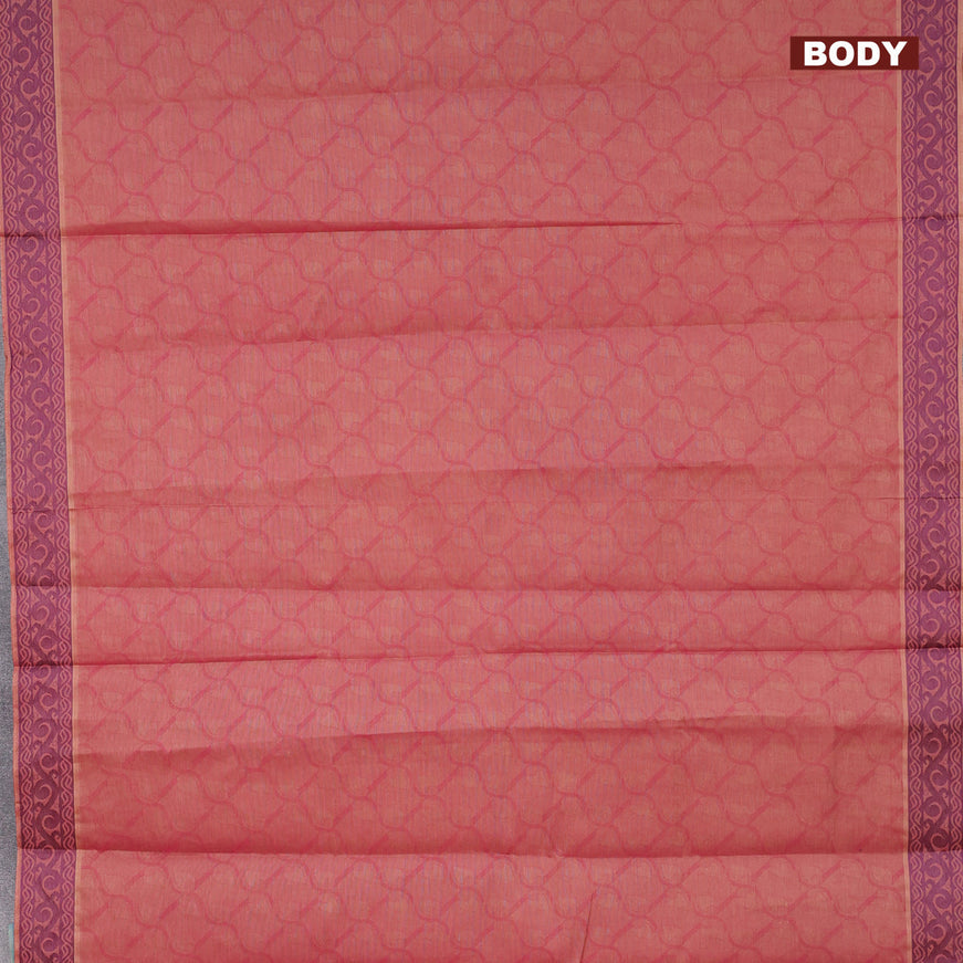 Coimbatore cotton saree dual shade of maroon and dual shade of blue with allover self emboss and thread woven border
