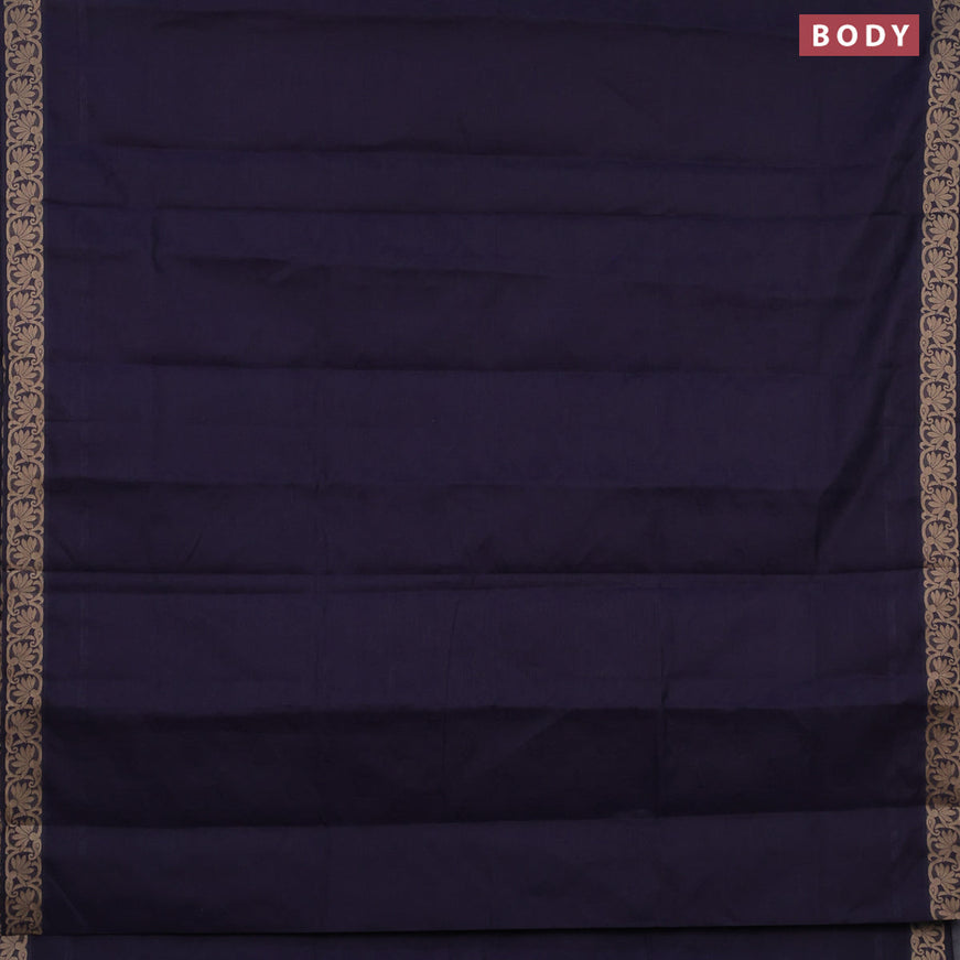 Coimbatore cotton saree navy blue and sandal with allover self emboss and thread woven border