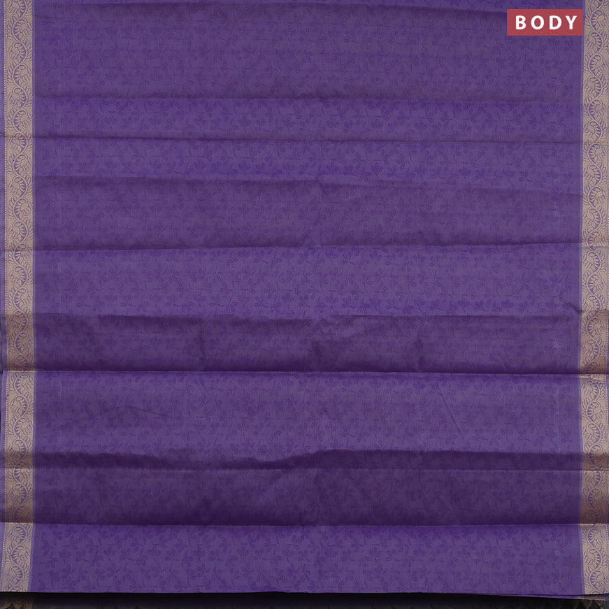 Coimbatore cotton saree dual shade of violet and beige with allover self emboss and thread woven border