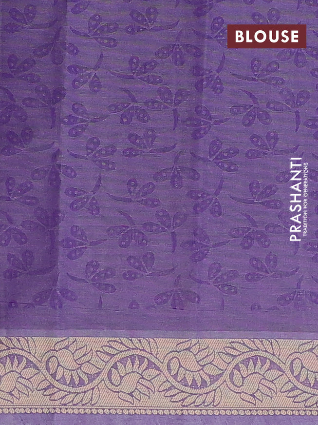 Coimbatore cotton saree dual shade of violet and beige with allover self emboss and thread woven border