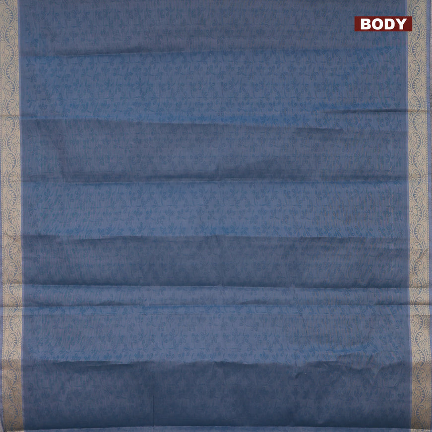 Coimbatore cotton saree dual shade of peacock blue and sandal with allover self emboss and thread woven border