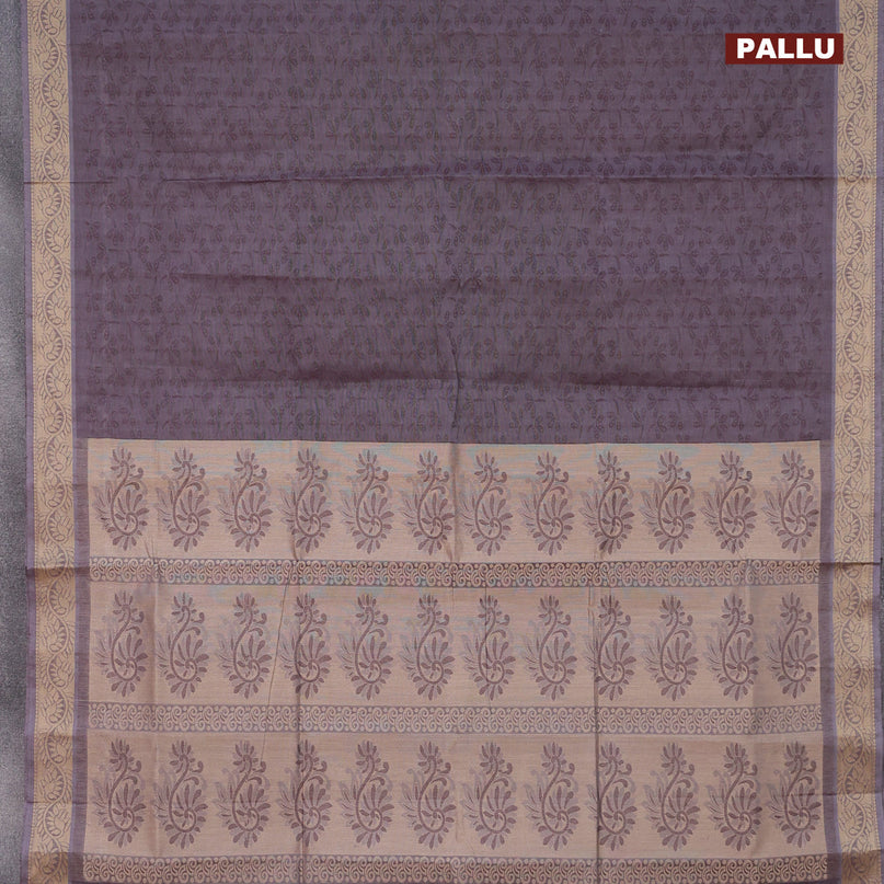 Coimbatore cotton saree dual shade of coffee brown and beige with allover self emboss and thread woven border