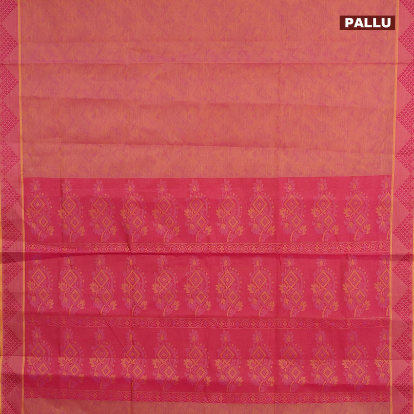 Coimbatore cotton saree dual shade pink and pink with allover self emboss and thread woven border