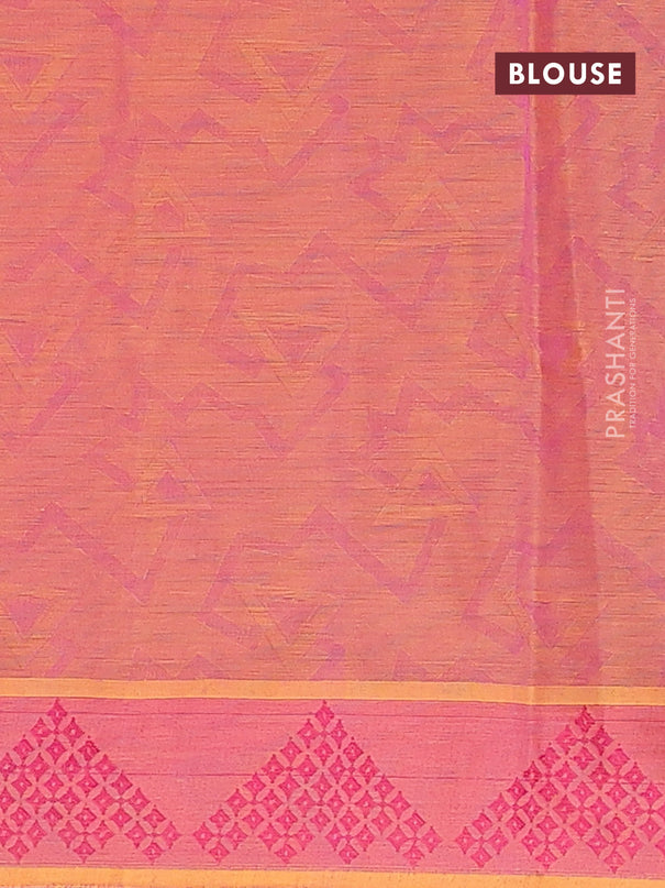 Coimbatore cotton saree dual shade pink and pink with allover self emboss and thread woven border