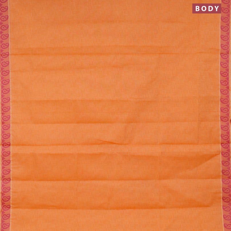 Coimbatore cotton saree orange and pink with allover self emboss and thread woven border