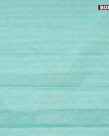 Coimbatore cotton saree teal green and grey with allover self emboss and thread woven border
