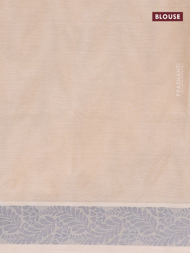 Coimbatore cotton saree cream and grey with allover self emboss and thread woven border