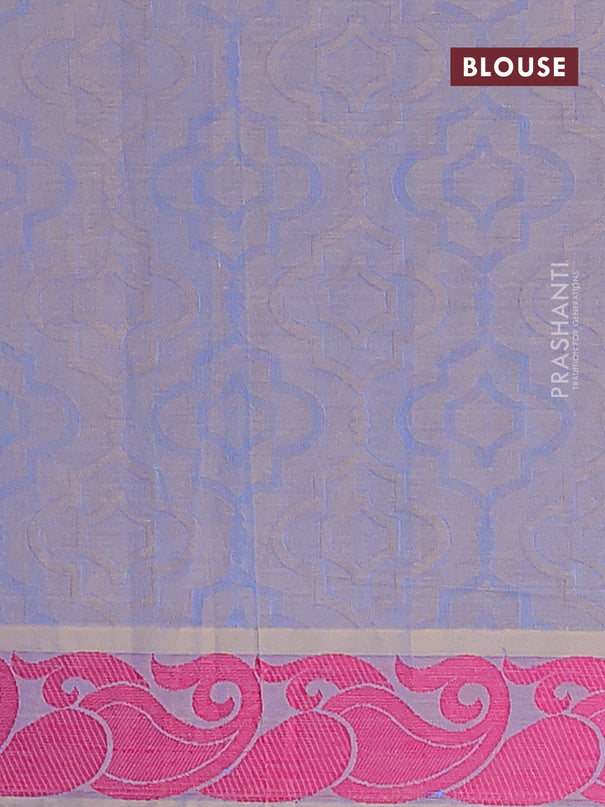 Coimbatore cotton saree sandal and dual shade of blue with allover self emboss and thread woven border