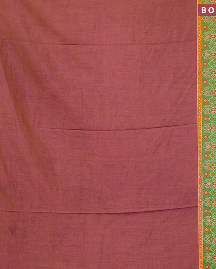 Semi tussar saree dual shade of mustard yellowish violet and green with plain body and zari woven border
